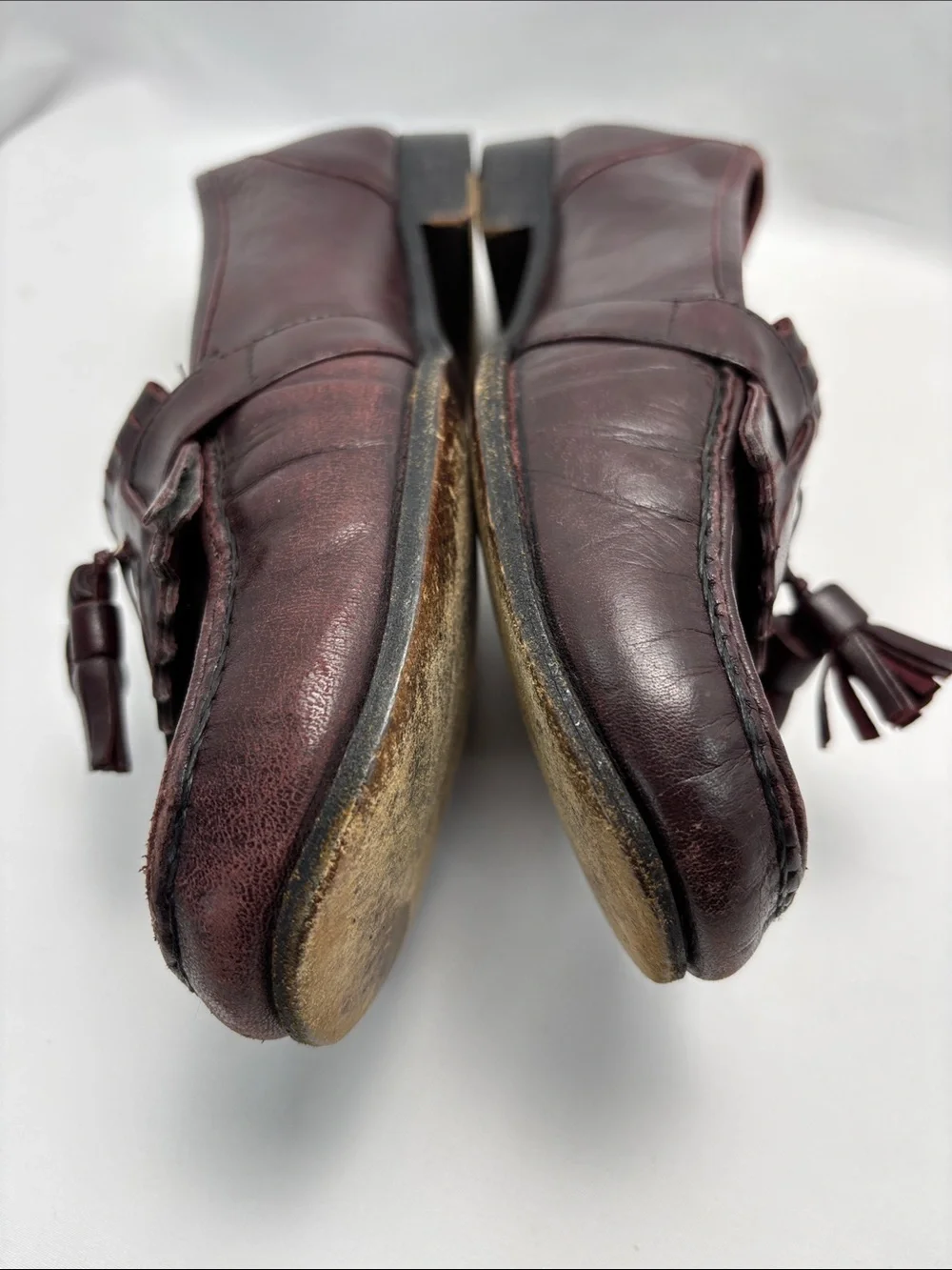 Bostonian Men's Sz9 Tassel Kiltie Loafers Wine Burgundy Vintage1980/Early90s#331